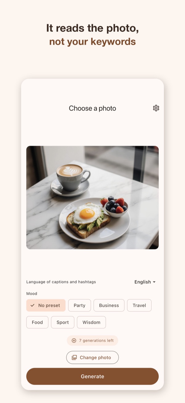 Choosing a photo and a mood